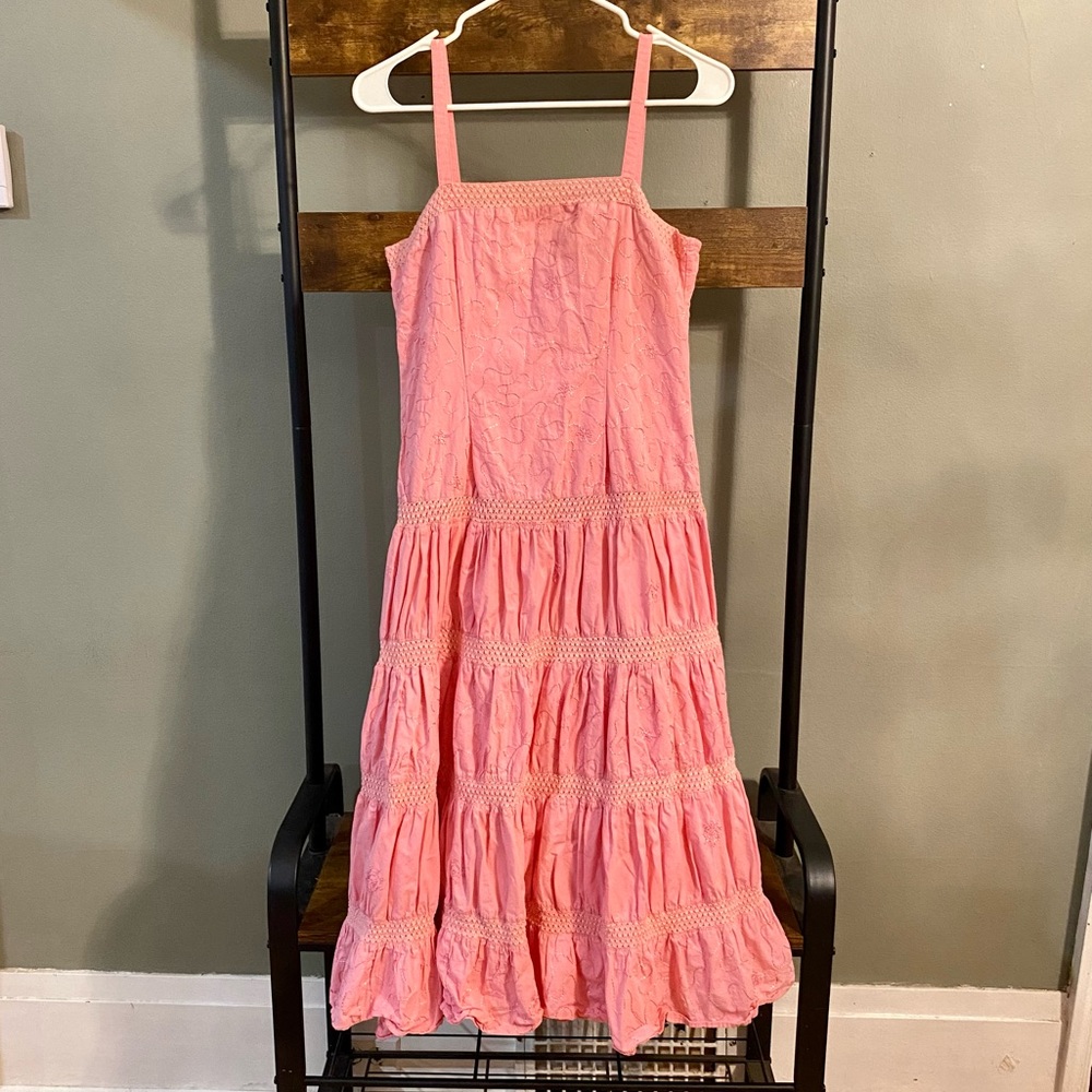 Soho Clothing Co. long embroidered pink dress M